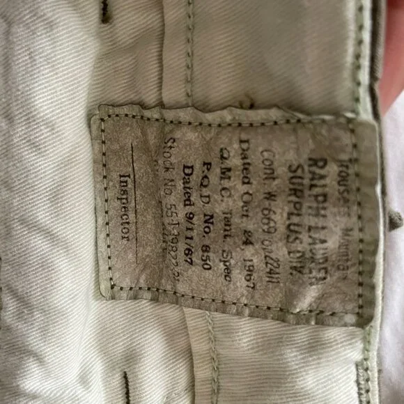 Polo Ralph Lauren Slim Fit Canvas Cargo Pants | Olive Green | Size 30x32 - Picture 6 of 10